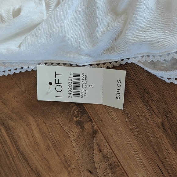 NWT Loft Smocked Ruffle Square Neck Tank Top - Picture 5 of 6